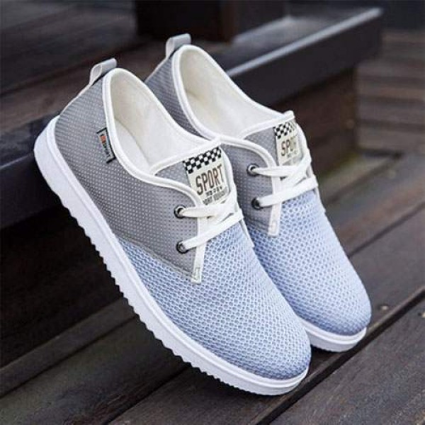 Chaussures Bateau Homme Sport Casual Toile Respirable Gris
